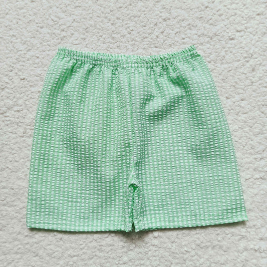 boy lime green plaid ruffle seersucker shorts