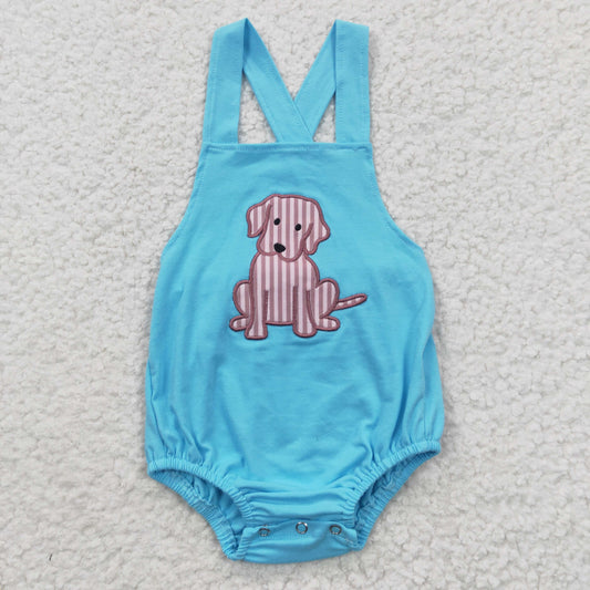 embroidery animal print dog romper