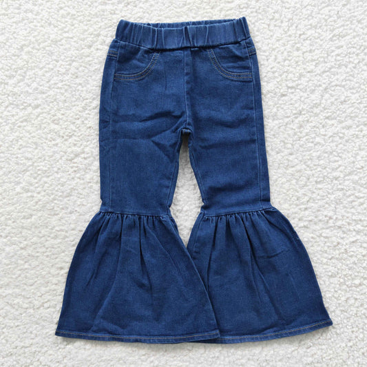 baby girls pocket blue denim pants P0071