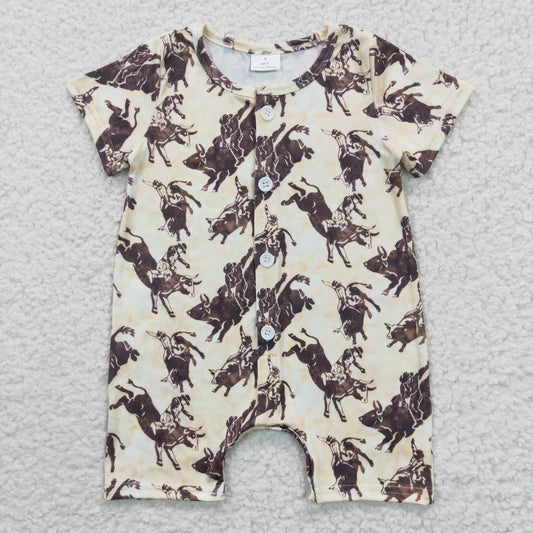 western cow short sleeve romper, SR0261