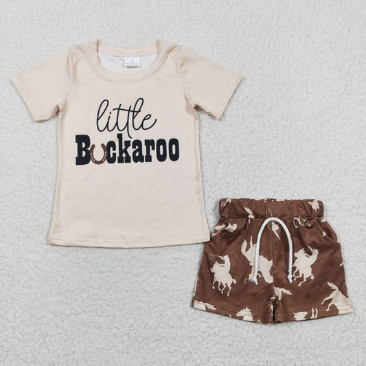 boy western cow summer short set