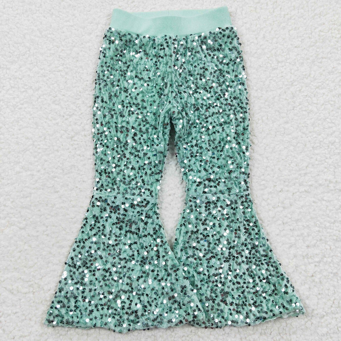 baby girls lime green sequins pants wholesale sparkle bell bottoms