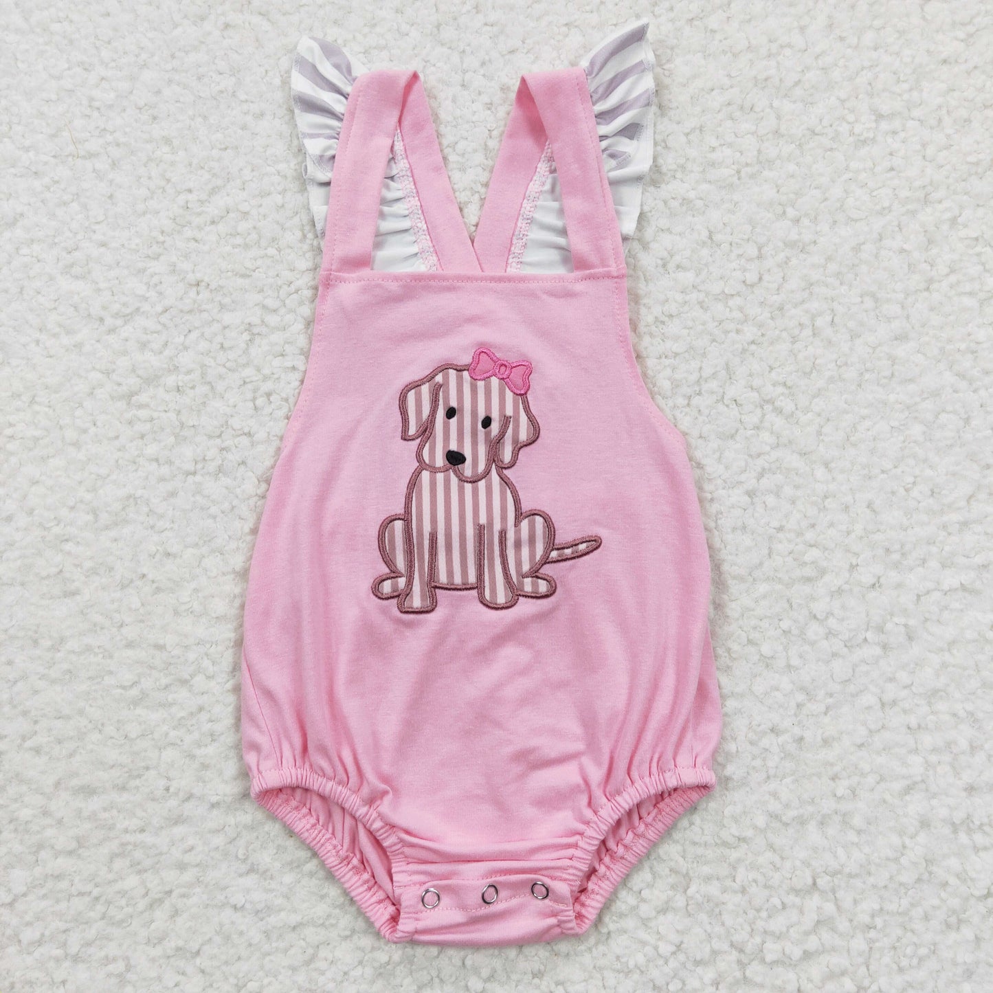 wholesale toddle girls embroidery puppy dog boutique romper