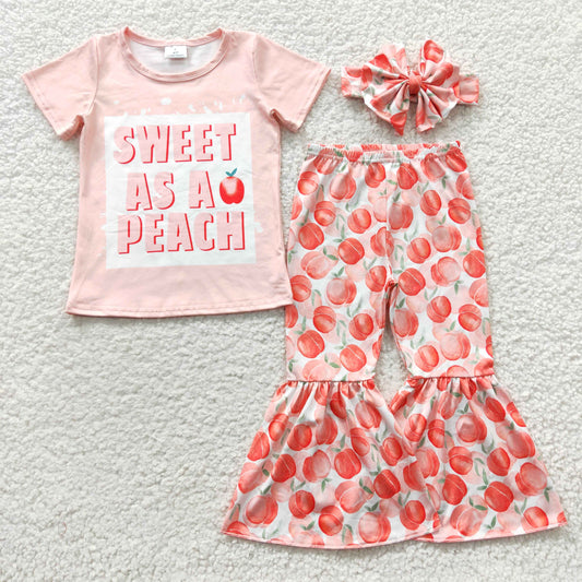 sweet as an peach bell bottoms set with headband