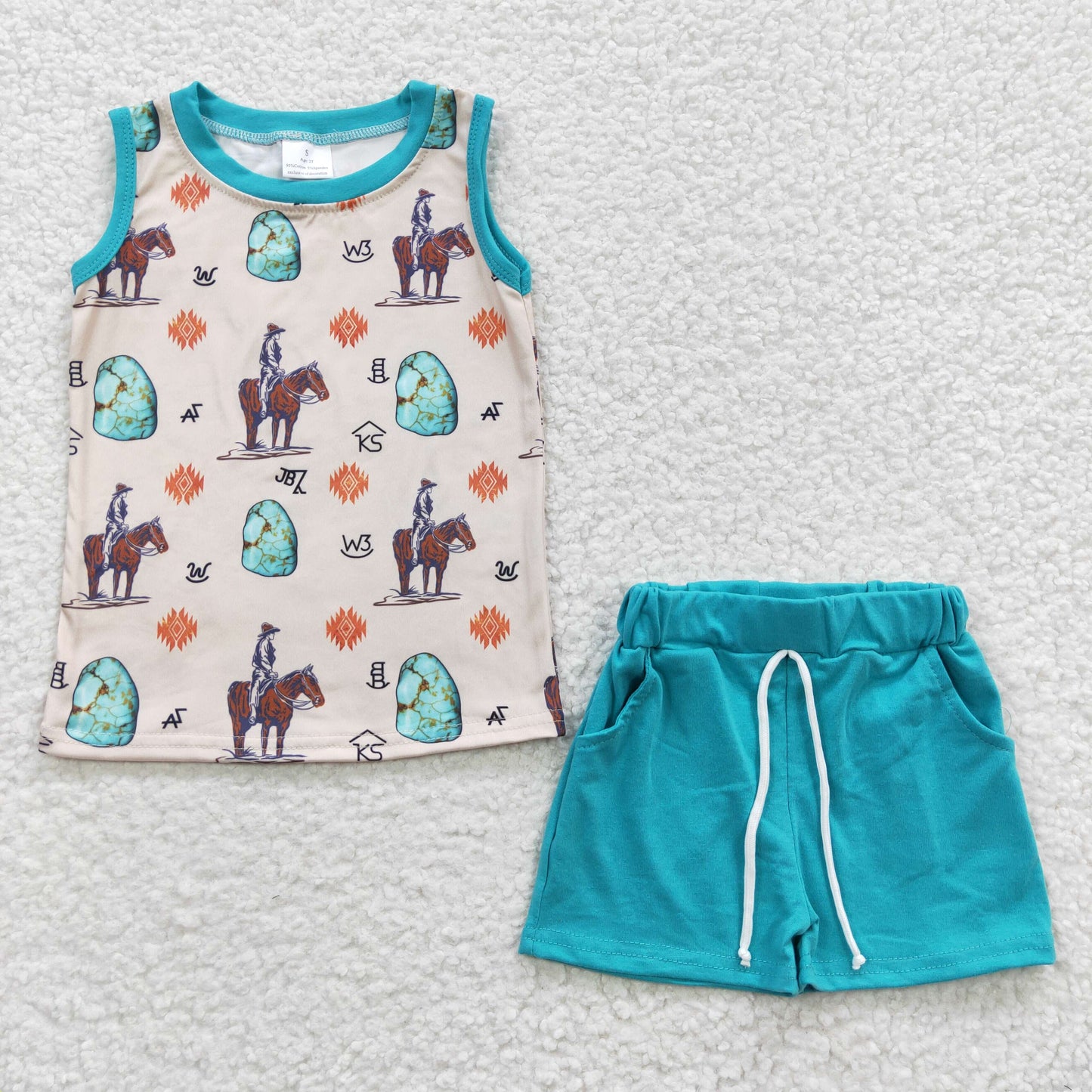 western horse cowboy outfit kids summer clothes