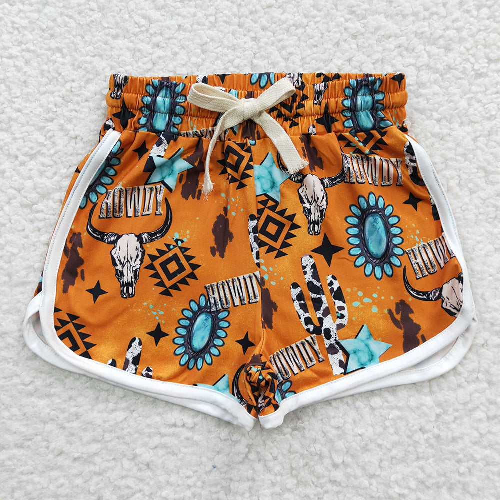 howdy western cow summer sports shorts