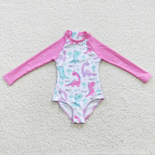 dinosaur one piece long sleeve swimming suit