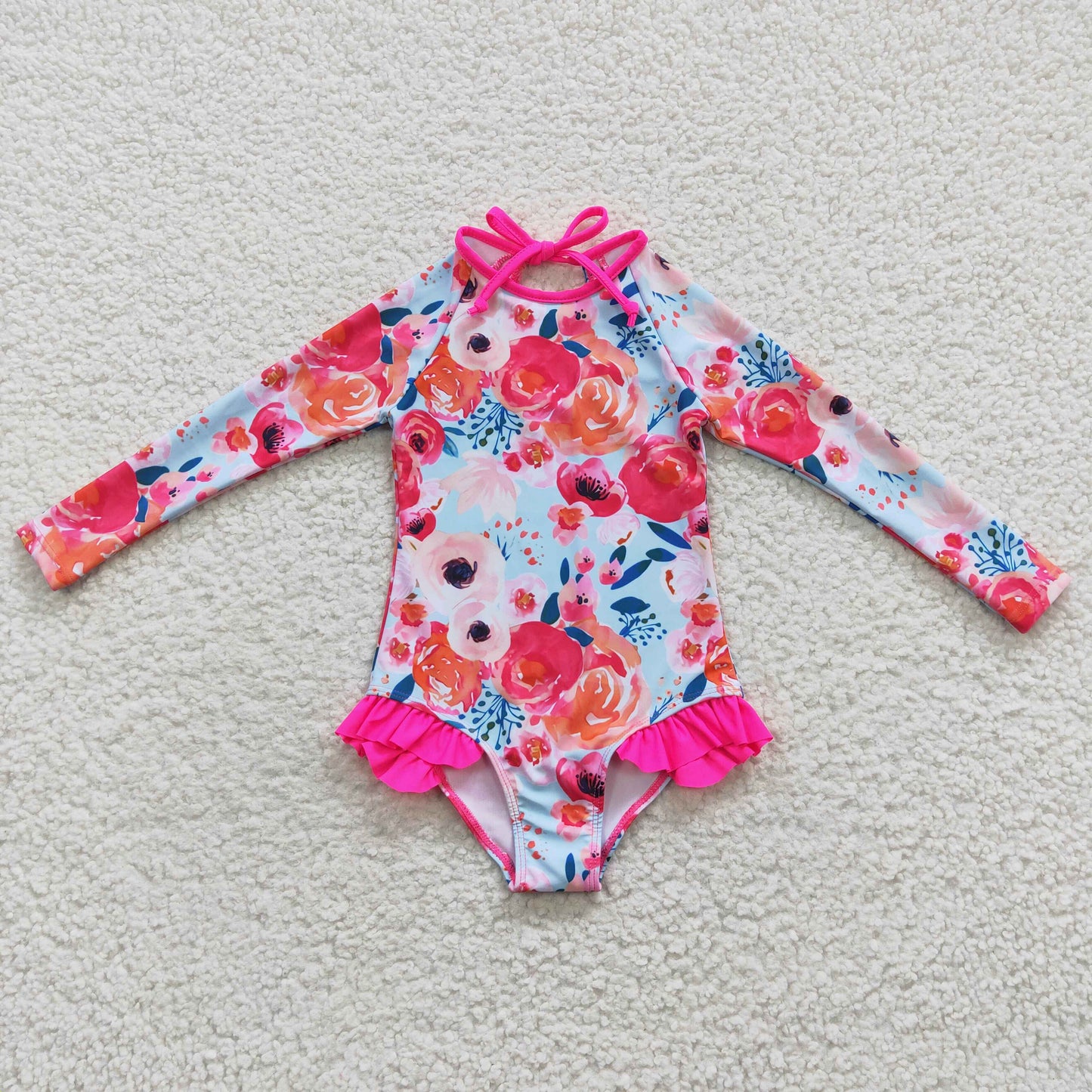 kids long sleeve floral swimming suit