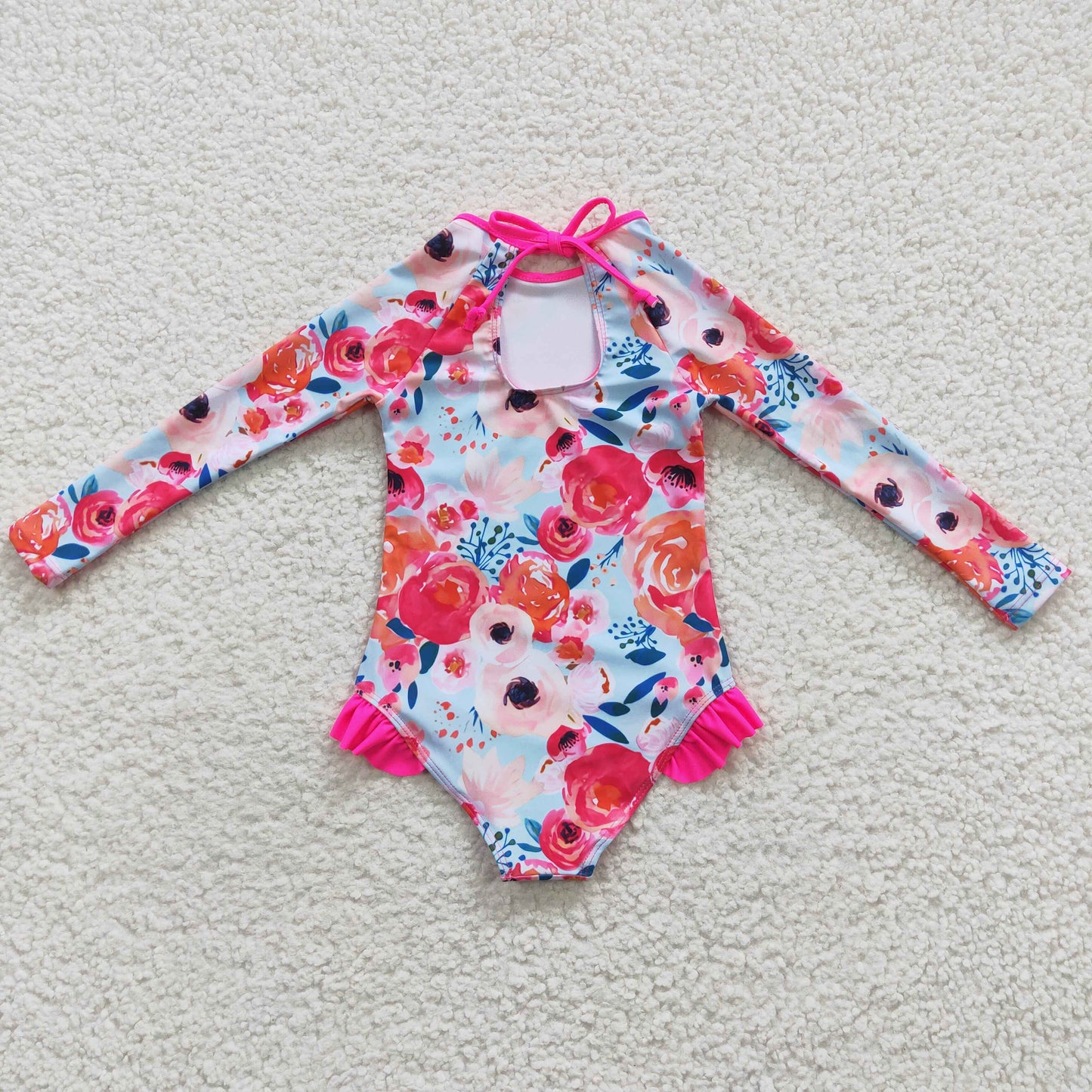 kids long sleeve floral swimming suit