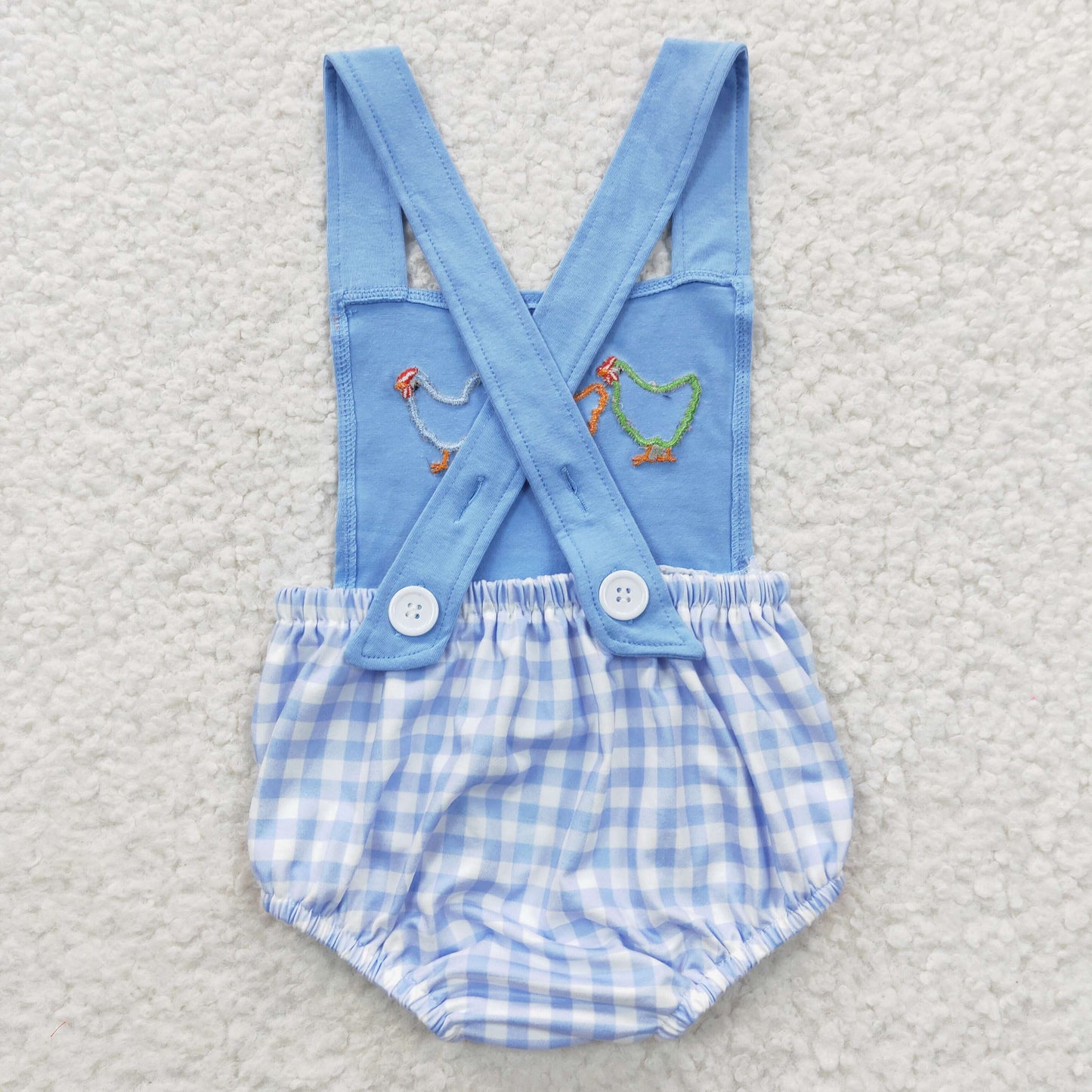 toddles boy plaid chicken print romper