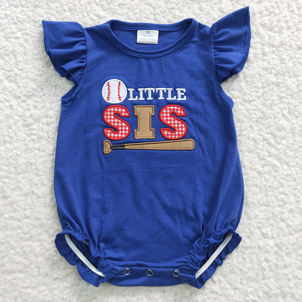 litter sister embroidery baseball romper