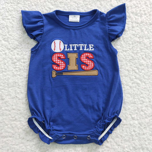 litter sister embroidery baseball romper