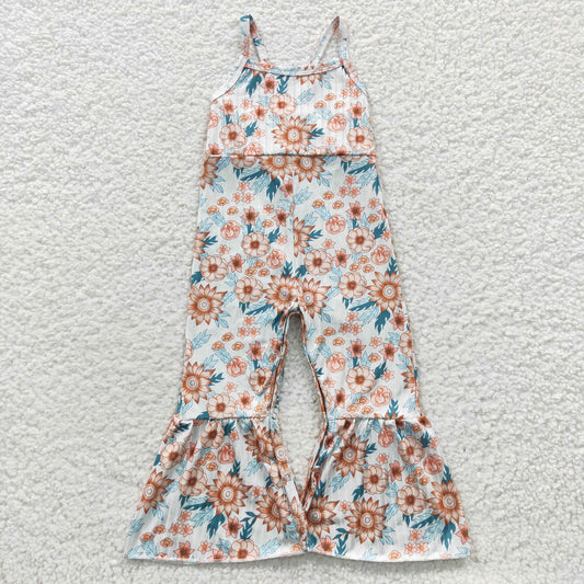 Infant toddle flower ribbed print romper jumpsuit