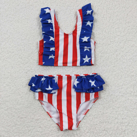 Forth of July start print 2pcs swimming suit