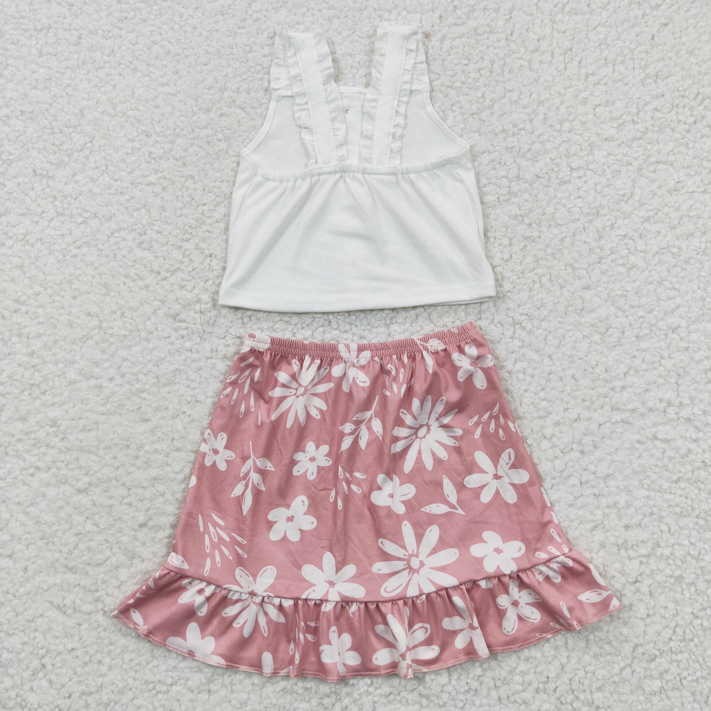 Baby girls cream top floral print skirt 2pcs outfit