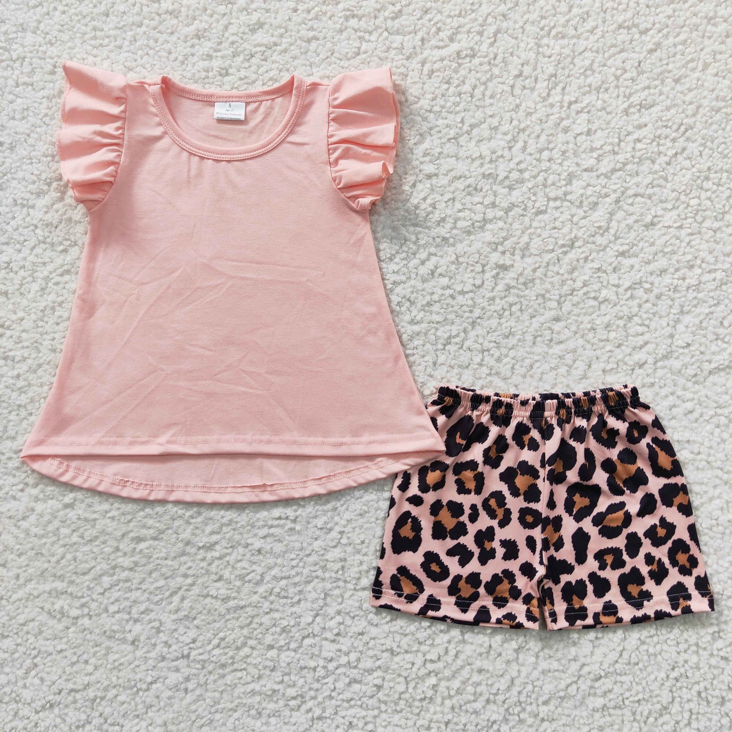 pink top cheetah capri pants wholesale children girls outfit