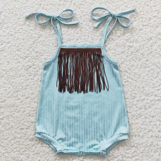 ribbed milk silk  sky blue one piece summer romper