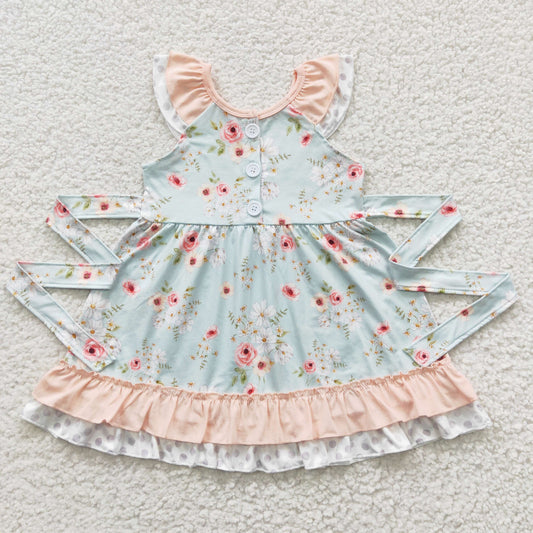 little girls floral print  summer dress