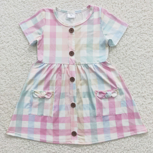 rainbow plaid pocket dress kids boutique clothes