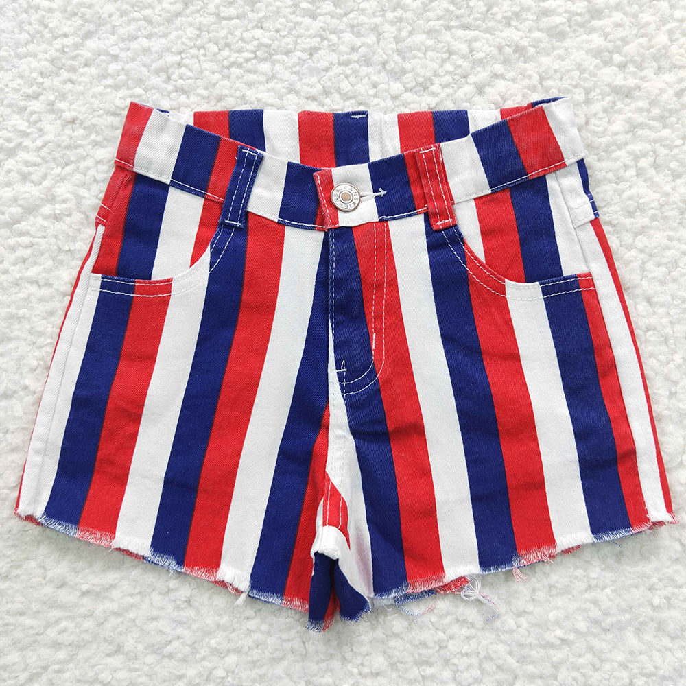 July 4th denim shorts wholesale children girls National Day jeans shorts