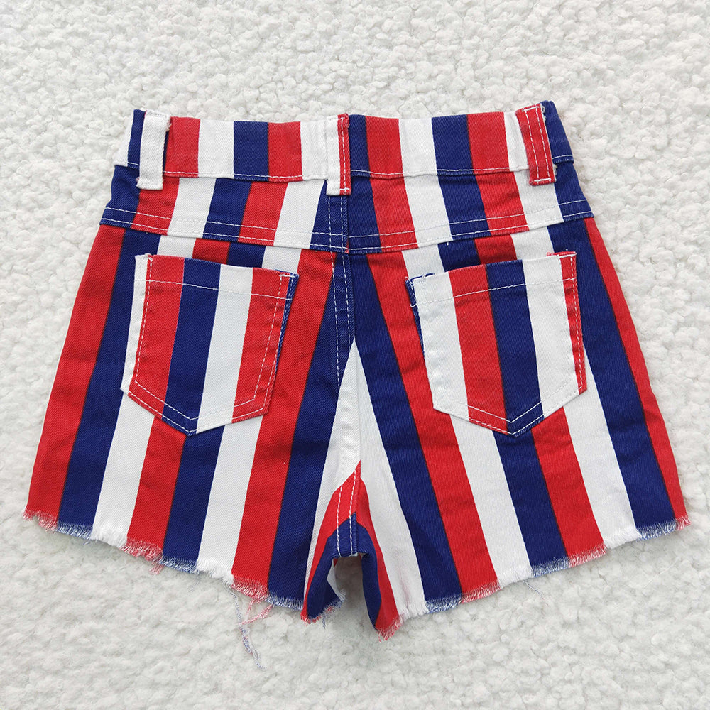 July 4th denim shorts wholesale children girls National Day jeans shorts