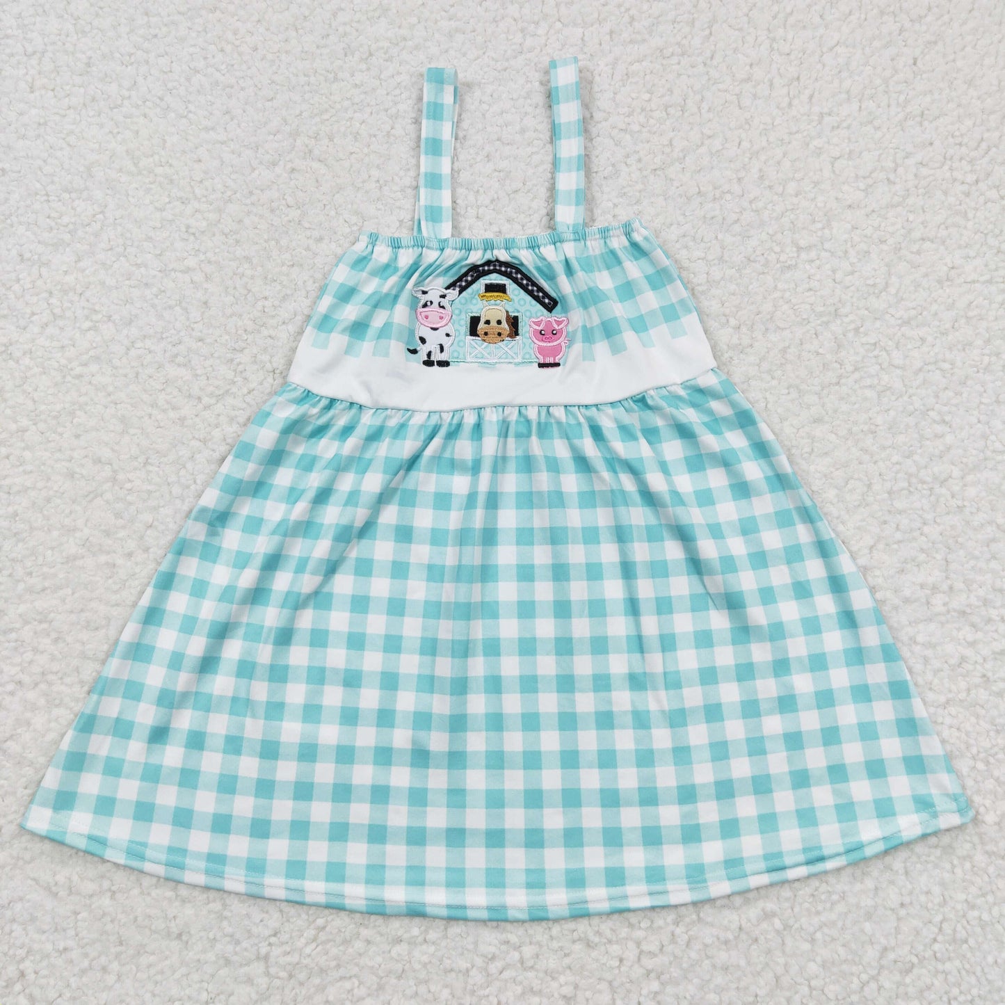 embroidery farm cow baby girls dress