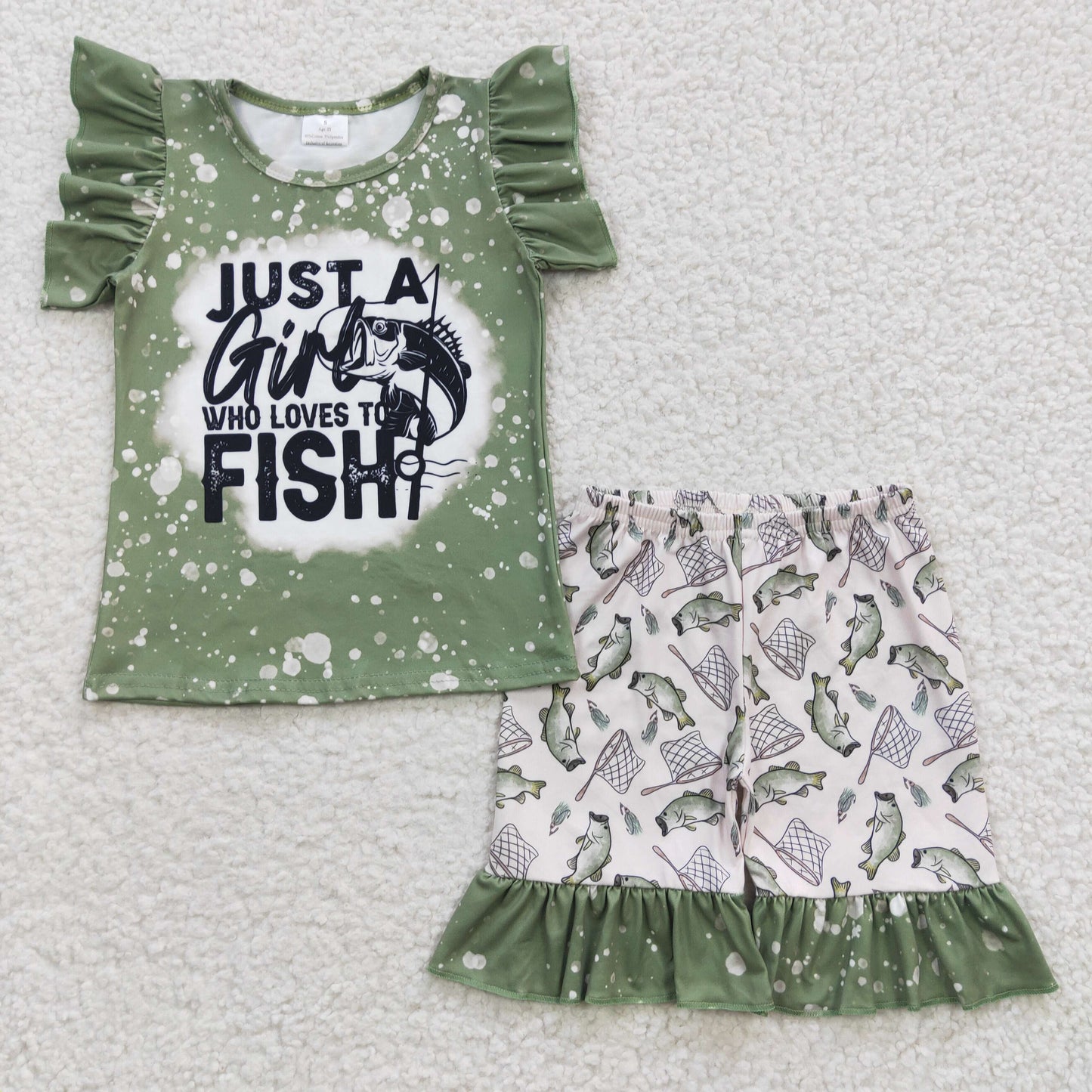 girls boutique design 2pcs  fishing outfit