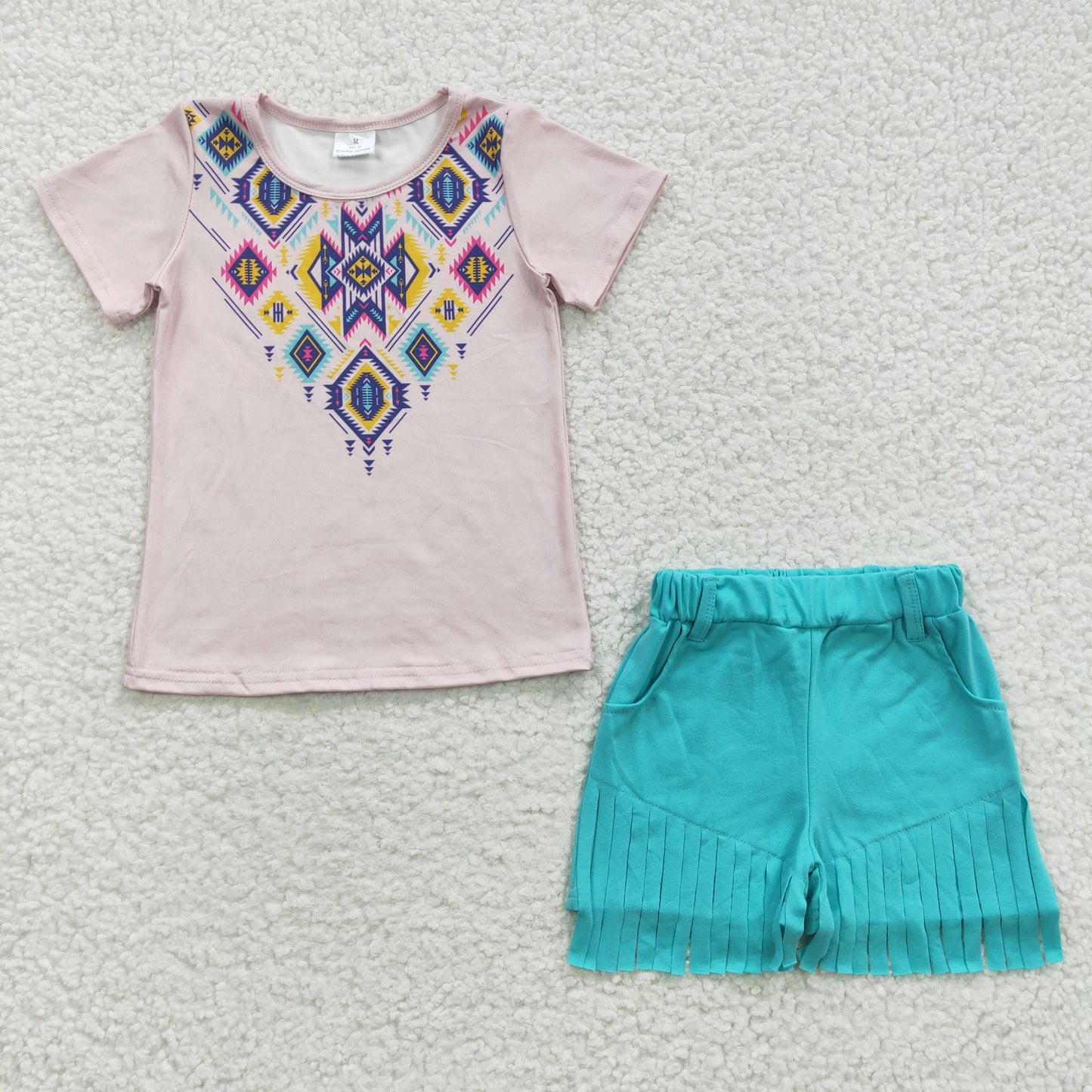 Aztec boho styles cotton summer short outfit baby clothes