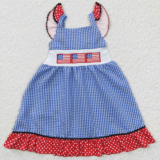 girls July 4th embroidery dress, Forth of July Patriotic dress GSD0191