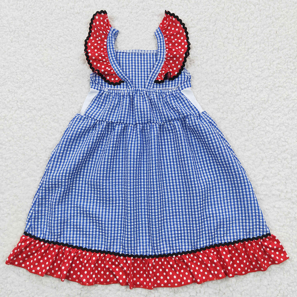 girls July 4th embroidery dress, Forth of July Patriotic dress GSD0191