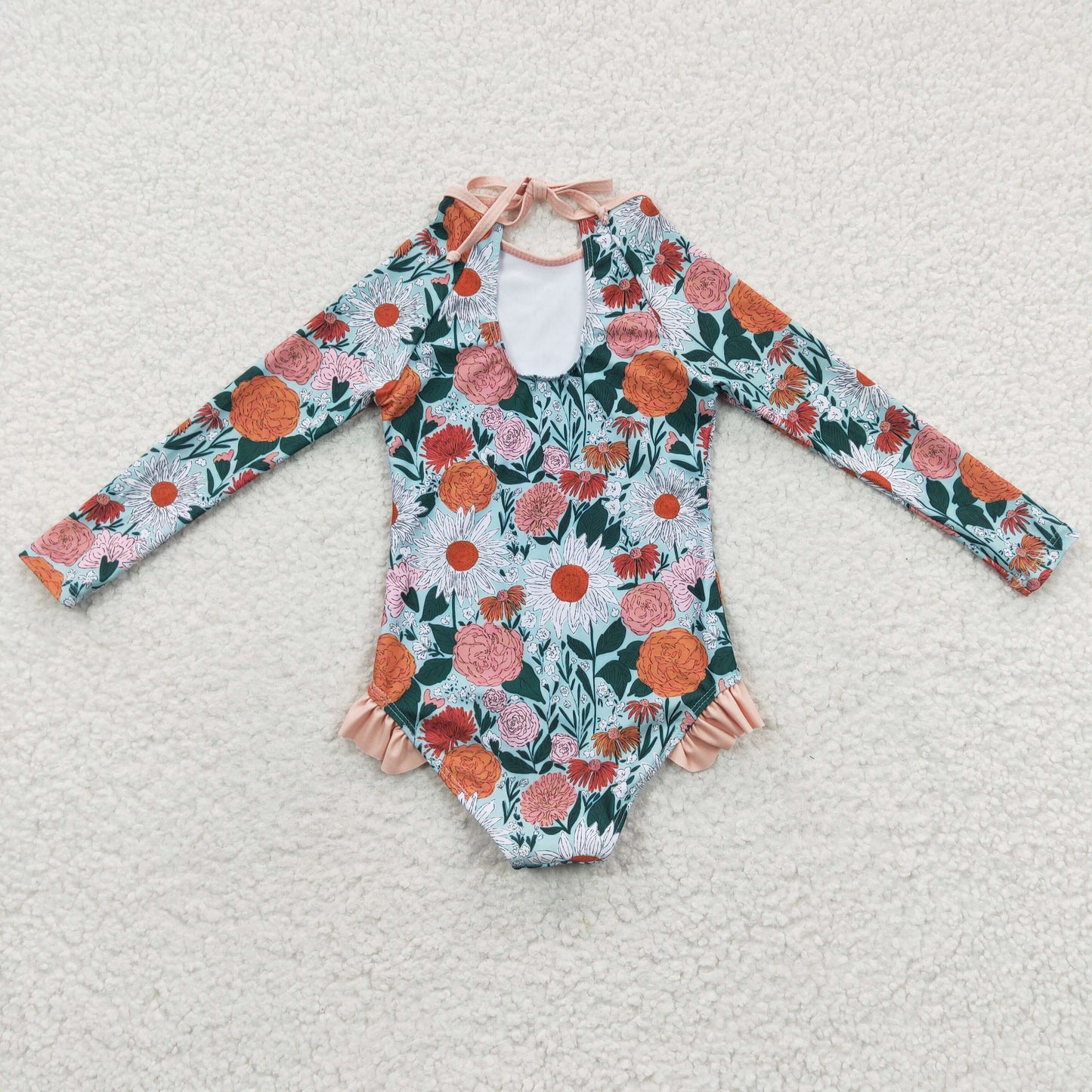 flower girls long sleeve swimming suit