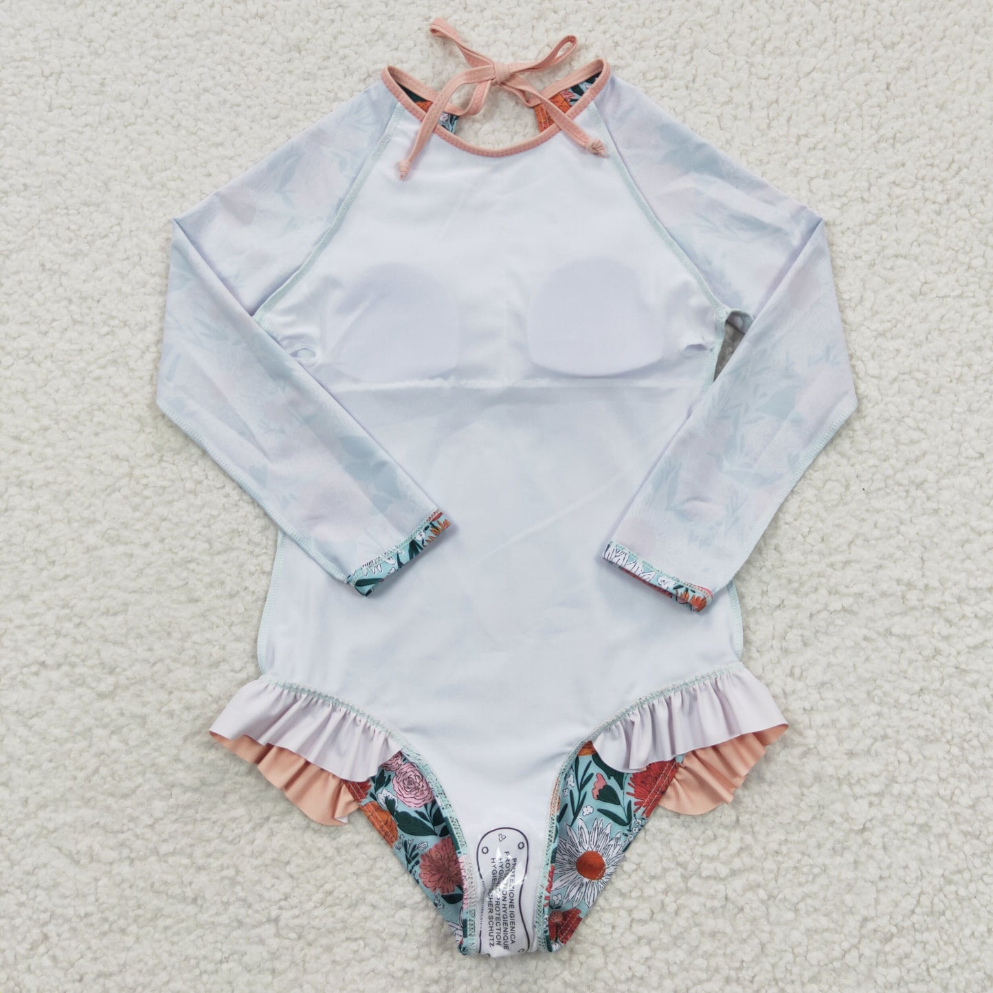 flower girls long sleeve swimming suit