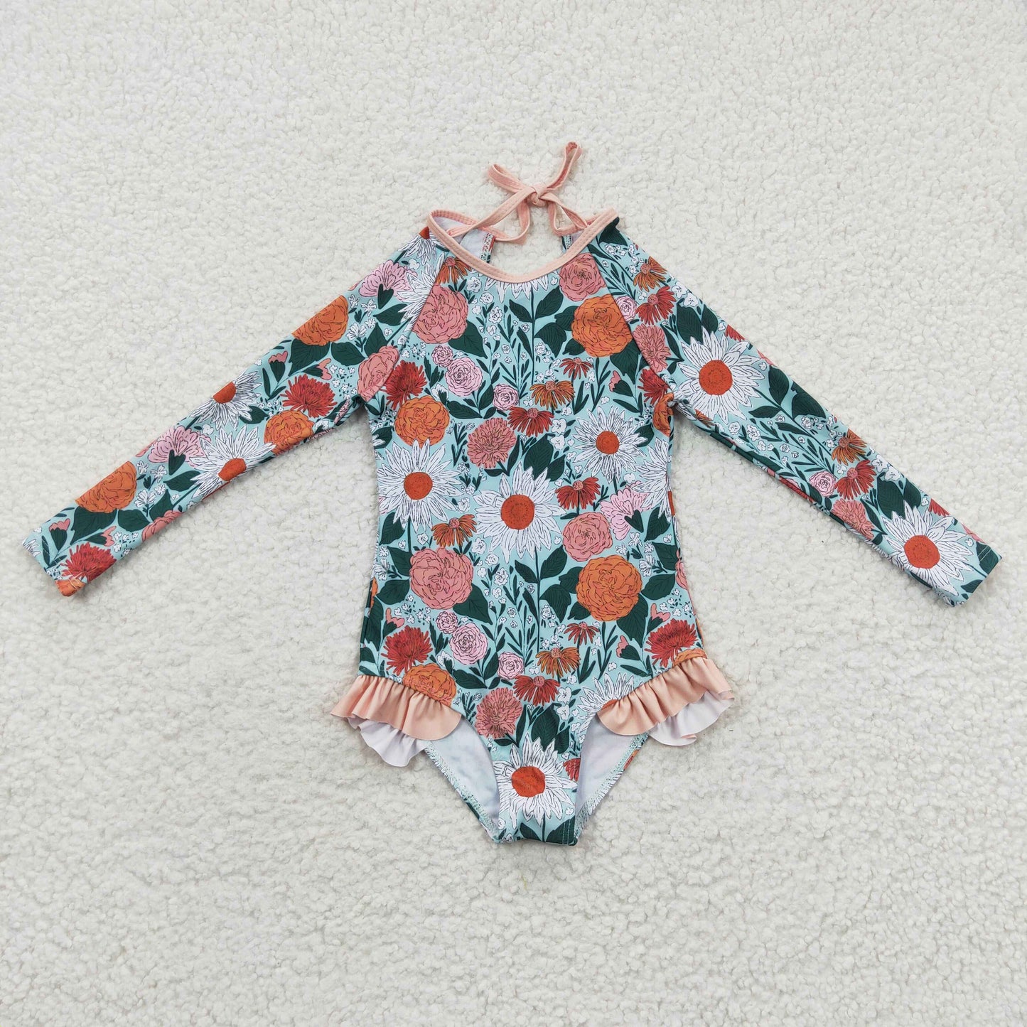 flower girls long sleeve swimming suit