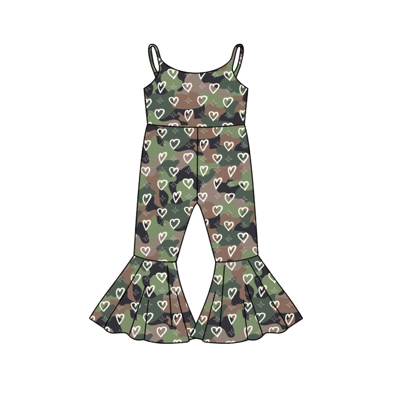 Pre-order kids  camo heart print  Halloween jumpsuit