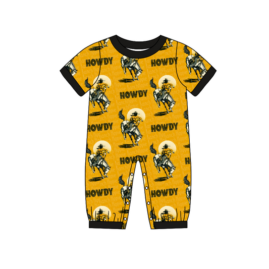 Pre-orde boy short sleeve howdy print romper, SR0145, Nov 10th