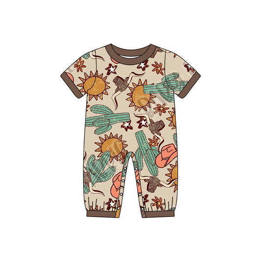 Pre-orde  boy western design short sleeve romper, SR0159, Nov 16th