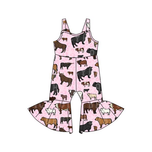 Pre-order kids toddle girls cow print  summer jumpsuit SR0215 Dec 3rd