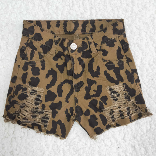 Baby girls leopard denim shorts
