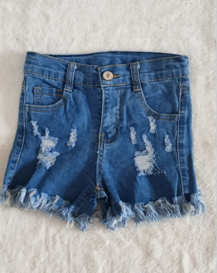 Baby girls blue denim shorts