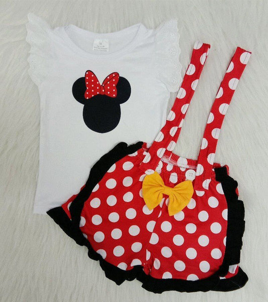 girls summer suspander short set