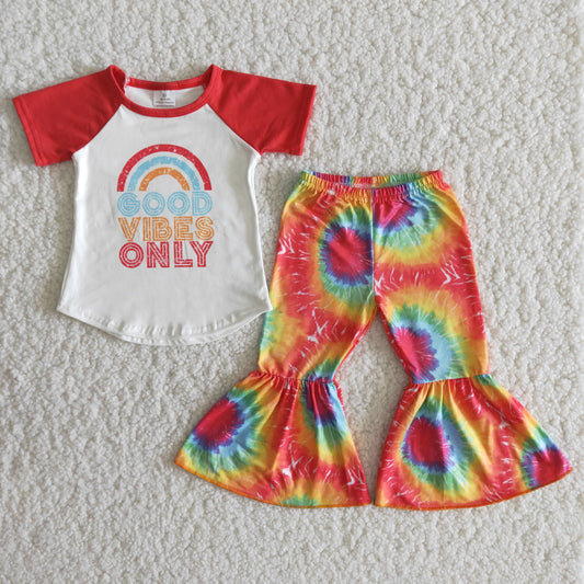 wholesale children girls rainbow clothing set baby summer clothes
