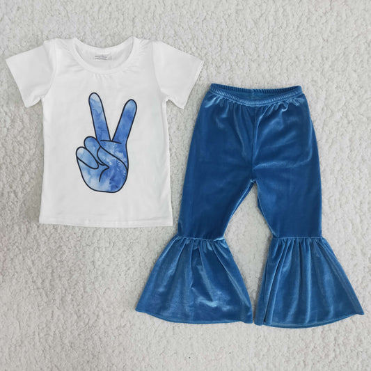 baby girls short sleeve top velvet pants outfit