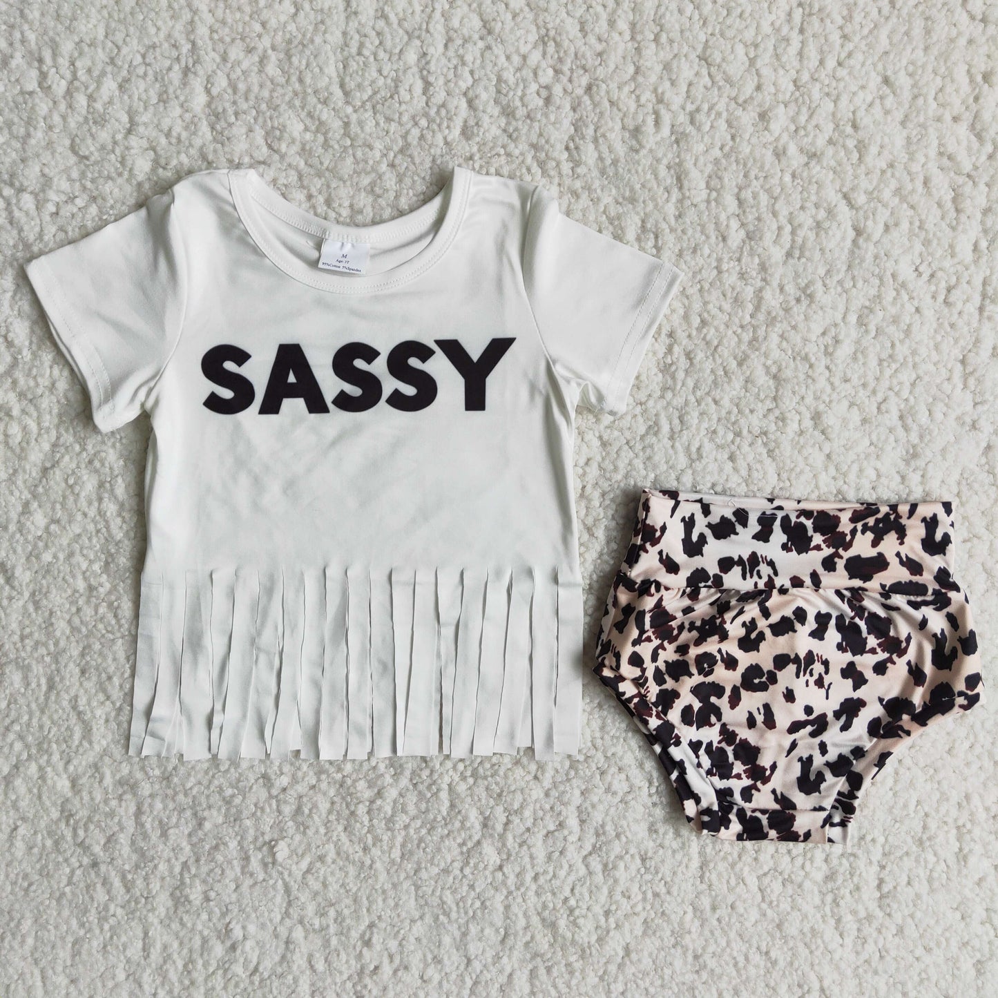 Girls sassy letter print bummie set