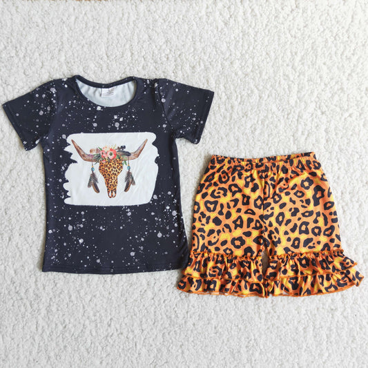 girls heifer print short outfit