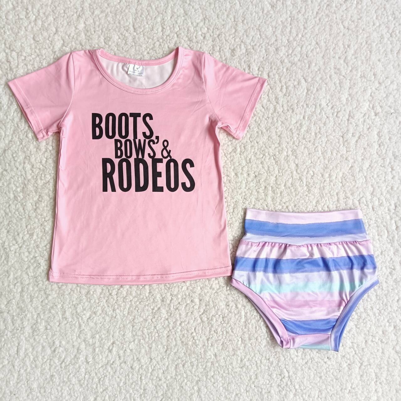 Girls pink bummies set