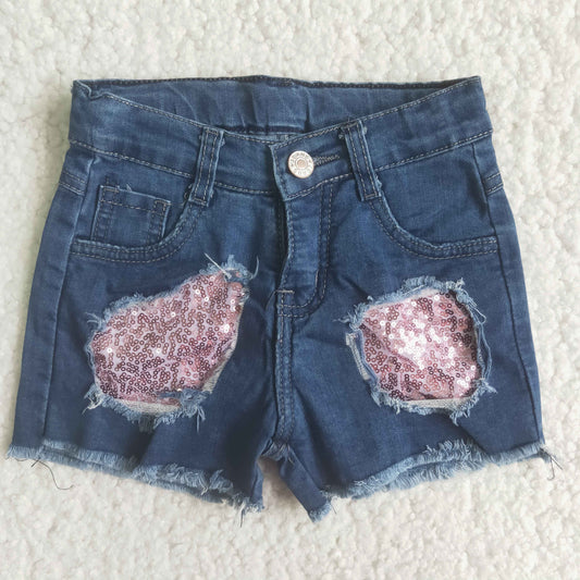Baby girls sequins denim shorts