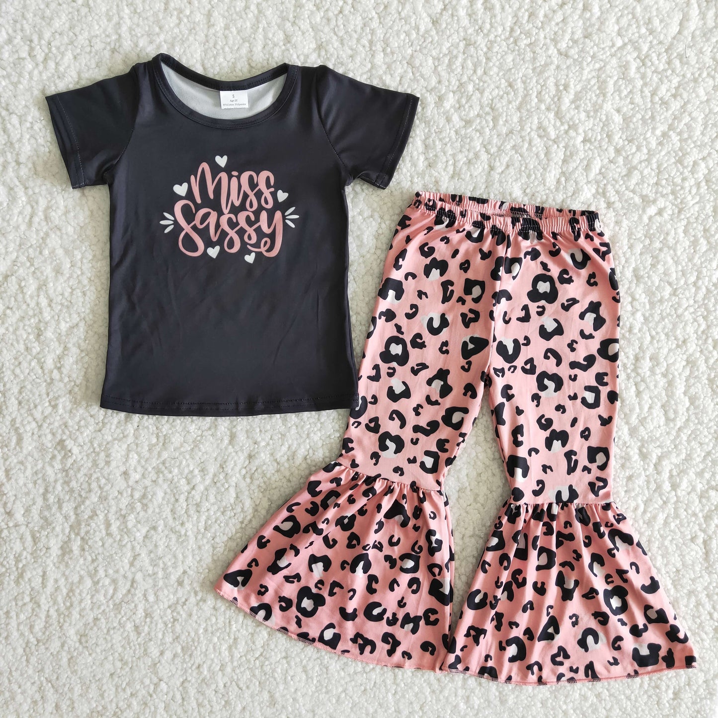 baby girls miss sassy letter printed top leopard pants outfits