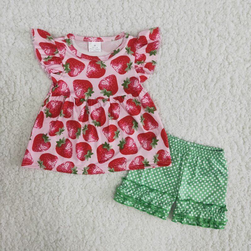 Gilrs summer strawberry outfit