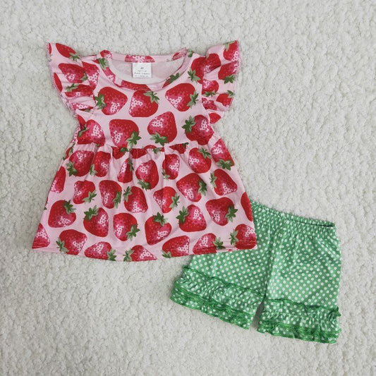 Gilrs summer strawberry outfit