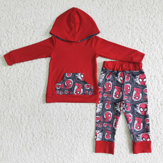 baby boys long sleeve spider hoodie outfits